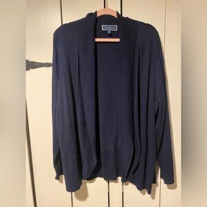 Karen Scott Navy Ribbed Knit Open Cardigan